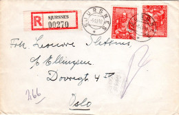 Norwegen 1942, MeF 2x20 öre Sturlason Auf Reko Brief V. Sjursnes, Troms&Finnmark - Storia Postale