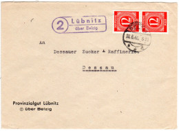 1946, Landpost Stpl. 2 LÜBNITZ über Belzig Auf  Brief M. 2x12 Pf - Altri & Non Classificati