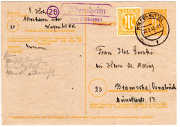 1946, Landpost Stempel 20 ADERSHEIM über Wolfenbüttel Auf Ganzsache M. Zusatzfr. - Autres & Non Classés