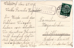 DR 1936, Landpost Stpl. WALDDORF über Nagold Auf Karte M. 6 Pf. - Lettres & Documents