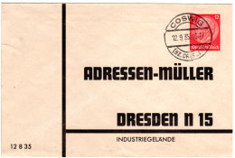 DR, Gebr. 12 Pfg. Privatganzsache Umschlag Adressen Müller AG Dresden 12 8 35 - Altri & Non Classificati
