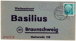 BRD 1959, Landpost Stempel 24a VARREL über Basbeck Auf Werbeantwort Brief  - Lettres & Documents