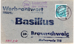 BRD 1957, Landpost Stempel 24a LÜBBERSTEDT über Lüneburg Auf Werbeantwort Brief - Briefe U. Dokumente