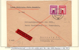 DR 1938, 12+40 Pf. Dienst Auf Einlboten Brief V. Dresden N. Leipzig. - Briefe U. Dokumente