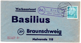 BRD 1958, Landpost Stempel 24a BREST über Stade 1 Auf Werbeantwort Brief  - Storia Postale
