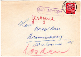 BRD 1957, Landpost Stpl. 24a ALLWÖRDEN über Stade Auf Brief M. 20 Pf. - Collections