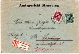 DR 1925, Mischfrankatur 5+30 Pf. Dienst Auf Orts Einschreiben Brief V. Straubing - Cartas & Documentos