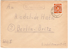 1948, Landpost Stpl. 19 BLÄTZ über Tangerhütte Auf Brief M. 24 Pf.  - Cartas & Documentos