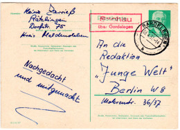 DDR 1957, Roter (!) Landpost Stpl. SACHAU über Gardelegen Auf 10 Pf. Ganzsache - Covers & Documents