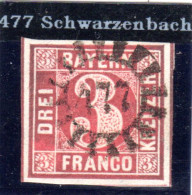 Bayern, MR 477 SCHWARZENBACH Klar U. Zentrisch Auf Breitrandiger 3 Kr. - Lettres & Documents