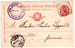 Italien 1897, 10 C. Ganzsache V. Bellagio M. Cachet HOTEL GENAZZINI Lago Di Como - Sin Clasificación