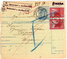 Österreich 1914, Paar 60 H. Auf Paketkarte V. Markersdorf Am Jeschken N. Ungarn. - Cartas & Documentos