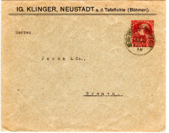 Österreich 1918, 10 H. Privatganzsache Brief M. Bahnpost Heinersdorf-Friedland - Covers & Documents