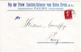 Bayern 1919, 10 Pf. Auf Rotes Kreuz Orts-Brief V. Pasing - Cartas & Documentos