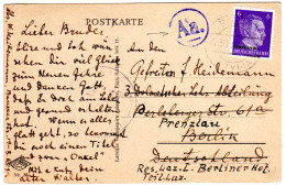 Besetzung Lettland 1943, 6 Pf. Ostland Auf Zensur-AK V. Riga N. Berlin - Occupazione 1938 – 45