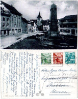 Schweiz, Liestal Obertor M. Geschäften U. Gaststätten, 1948 Gebr. Sw-AK - Cartas & Documentos