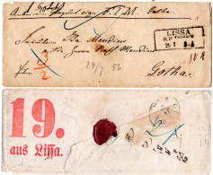 Preussen 1856, R3 LISSA R.B. Posen Auf Brief M. Rs. Grossem Rotem Paketzettel  - Briefe U. Dokumente