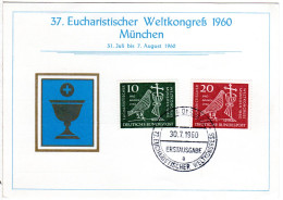 1960, Sonderkarte 37. Eucharistischer Weltkongress München M. Entpr. Sonderstpl. - Covers & Documents
