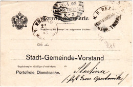 Österreich 1905, Mähren-Stpl. TRÜBAU U. KRÖNAU Auf Portofreier Dienstsache - Briefe U. Dokumente