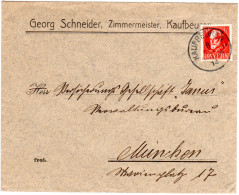 Bayern 1914, 10 Pf. Auf Firmenbrief Zimmermeister G. Schneider V. KAUFBEUREN - Storia Postale