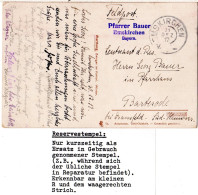 Bayern 1917, Reservestempel EMSKIRCHEN R Auf Feldpost-AK - Briefe U. Dokumente