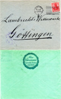 DR 1916, 10 Pf. Germania Auf Firmen Brief M. Aachen Zensur N. Göttingen - Briefe U. Dokumente