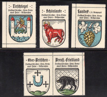 Wappen Friedland, Landeck, Pritschen, Schönlanke.., 5 Westpreussen Sammelmarken - Ehemalige Dt. Kolonien