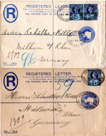 GB 1896/97, 2 Versch. Mark.Lane Stempel Auf 2 Einschreiben Ganzsachenumschlägen - Other & Unclassified