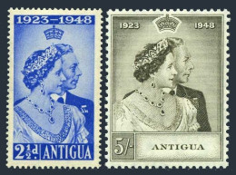 Antigua 98-99, Hinged. Michel 92-93. Silver Wedding, 1948. George VI, Elizabeth. - Antigua Et Barbuda (1981-...)