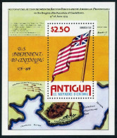 Antigua 430, MNH. Michel Bl.24. USA-200, 1976. Bunker Hill Flag, Map. - Antigua En Barbuda (1981-...)