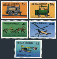 Antigua 1026/1033,MNH. Mi 1038-1042. Transportation: Locomotives,bicycle,planes. - Antigua Et Barbuda (1981-...)