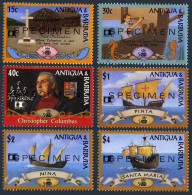 Antigua 1571-1578 SPECIMEN,MNH.Mi 1647-1654,Bl.236-237. Columbus-500.Ships.1992. - Antigua Et Barbuda (1981-...)