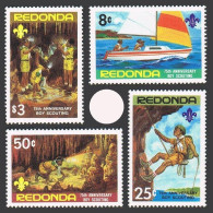 Antigua-Redonda 1982y Scouting, 75th Ann. Set Of 4, MNH. Sailing, Climbing, - Antigua En Barbuda (1981-...)