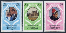 Antigua 623-625,626,MNH.Mi 628-630,Bl.55.Royal Wedding 1981.Charles-Diana.Castle - Antigua Y Barbuda (1981-...)
