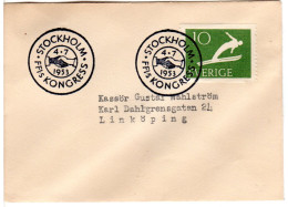 Schweden 1953, Brief M. 10 öre U. Sonderstpl. Stockholm FFI:s Kongress M. Abb. - Storia Postale