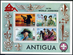 Antigua 386a Sheet, MNH. Michel 377-380,Bl.21. Scouting 1975. Lord Baden-Powell. - Antigua And Barbuda (1981-...)
