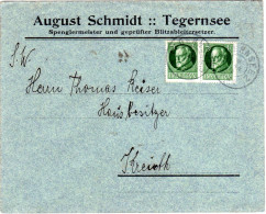 Bayern 1915, 2x5 Pf. Ludwig Auf Firmen Brief V. TEGERNSEE 2 N. Kreuth - Covers & Documents