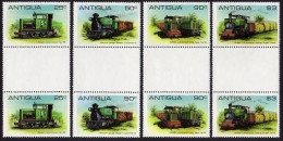 Antigua 602-605 Gutter, MNH. Mi 607-610. Sugar-cane Railway 1981. Locomotives, - Antigua En Barbuda (1981-...)