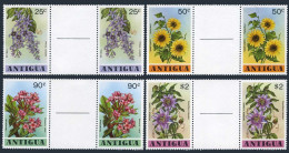 Antigua 519-522 Gutter Pairs, 523 Sheet, MNH. Mi 520-523, Bl.38. Flowers 1978. - Antigua Y Barbuda (1981-...)