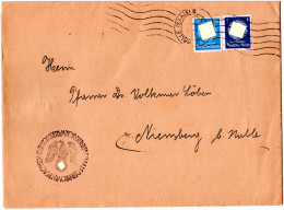 DR 1942, 4+20 Pf. Dienst Auf Brief V. Halle N. Niemburg - Lettres & Documents