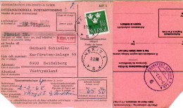 BRD 1968, Violett Frankfurt PSchA Ah Rücks. Auf Int. Postanweisung V. Schweden - Covers & Documents