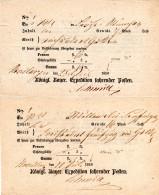 Bayern, 2 Postscheine V Nördlingen M. Gr.+kl. 5 In Eingedruckter Jahreszahl 1858 - Prefilatelia