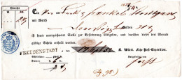 Württemberg 1853, L1 FREUDENSTADT Klar Auf Postschein F. Eine Wertsendung - Storia Postale