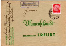 DR 1937, Landpost Stpl. TSCHAMMENDORF über Gäbersdorf (Bz. Breslau) Auf Brief  - Lettres & Documents