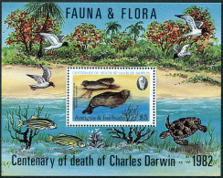 Antigua 662, MNH. Michel 673 Bl.62, Charles Darwin,1982.Monk Seals,Birds,Turtle. - Antigua Y Barbuda (1981-...)