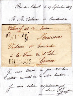 Schweiz 1849, L1 BRASSUS Auf Wert Brief V. Bas-du-Chenit N. Geneve - Briefe U. Dokumente