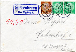 DR 1940, Landpost Stpl. SIEBENBRUNN über Augsburg 2 Auf Brief M. 3 Marken. - Brieven En Documenten