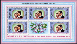 Antigua 323-324 Sheets,MNH. Mi 312-313. HONEYMOON VISIT, Princess Anne, Phillips - Antigua Y Barbuda (1981-...)
