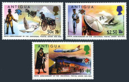 Antigua 365-367, MNH. Mi 355-357. UPU-100,new Value 1975. Transport, Pigeon,Ship - Antigua Et Barbuda (1981-...)