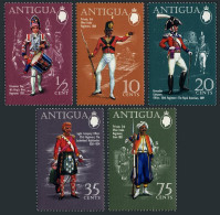 Antigua 262-266, 266a Sheet, MNH. Michel 251-255, Bl.1. Military Uniforms 1970. - Antigua En Barbuda (1981-...)